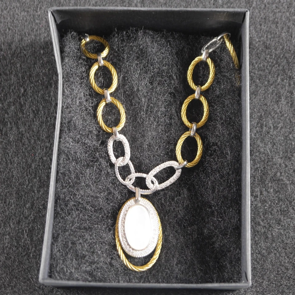 $2995 Collar Colgante Diamante Madreperla Alor 16.5" Oro 18K Acero Inoxidable S239 Foto 4 de 4