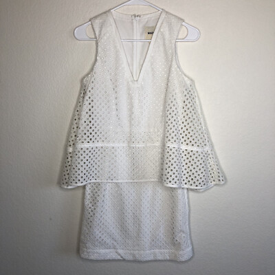 ANTHROPOLOGIE Whit Size Tiered Eyelet Lace Lined Shift Dress