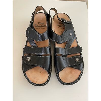 Finn Comfort Unisex Black Leather Sandals Made in Germany  display picture 1