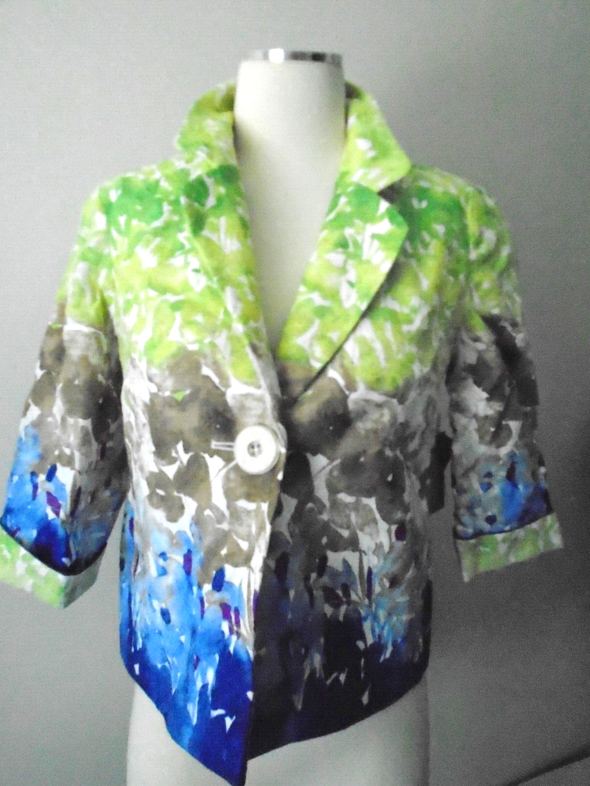 Coldwater Creek  P4 Blazer  4P Watercolor Art to Wear Floral Jacket