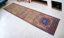 Hand Knotted Wool MUTED Color Oushak Runner Rug Distressed Rug 2'11" x 11'4"