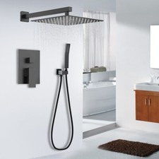 Black Shower Faucet Set 8inch Rain Shower Head Combo System with Mixer Valve Kit