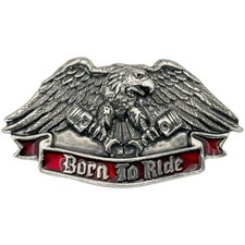 Born to Ride Eagle Pistons Belt Buckle Biker Rider Buckle