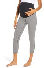 NEW Zella Live In Maternity Crop Legging- Space Dye / Black & White Stripe - XXS