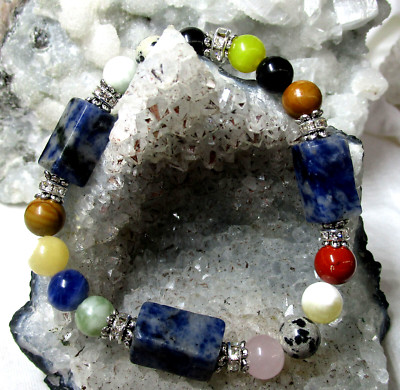 Multicolor BUNTES  Edelstein-Armband   HANDARBEIT ca. 19 cm
