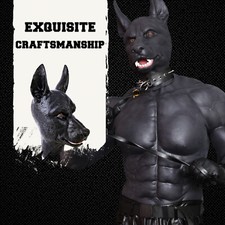 Smitizen Realistic Silicone Black Dog Animal Full Cover Mask for Halloween Cos