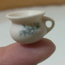 Chamber Pot Dollhouse Miniature Jug Ceramic Pottery Painted Floral VTG Porcelain
