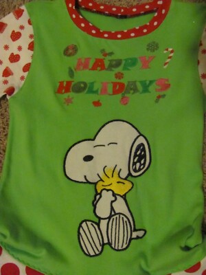 Robe Velours Snoopy "Happy Holidays" Personnalisée - Tailles 7-10, Manches Longues, Thème Noël