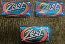 VINTAGE ZEST DEODORANT BEAUTY BAR SOAP Lot of THREE 5.5 OZ BARS SEALED Bath Size