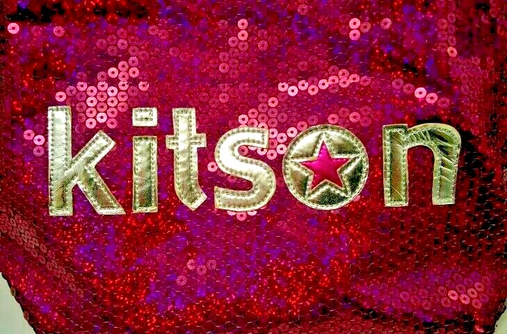 Mini bolso de mano Kitson LA fucsia con logotipo de lentejuelas Foto 2 de 4