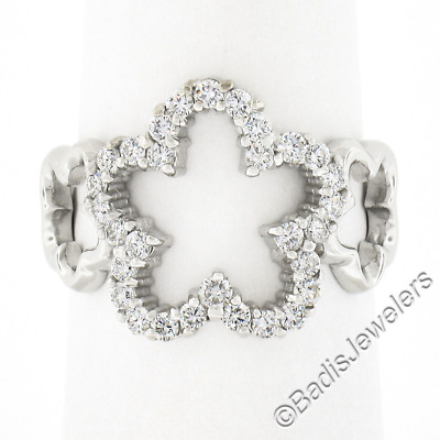 Nachlass 14k Weißgold 0,47ctw runder Brillant Diamant offen Stern Wolke Bandring