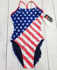 TYR Durafast Star Spangled Cutoutfit One Piece Swimsuit Womens sz Small (30)