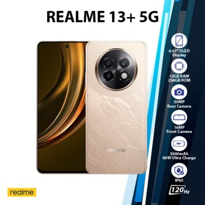 Realme 13 Plus 5G Global Ver. Android Cell Phone (Gold/12GB+256GB
