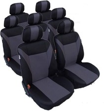 7 Posti Tessuto Coprisedili MPV Per VW Touran Set Completo Grigio-Nero