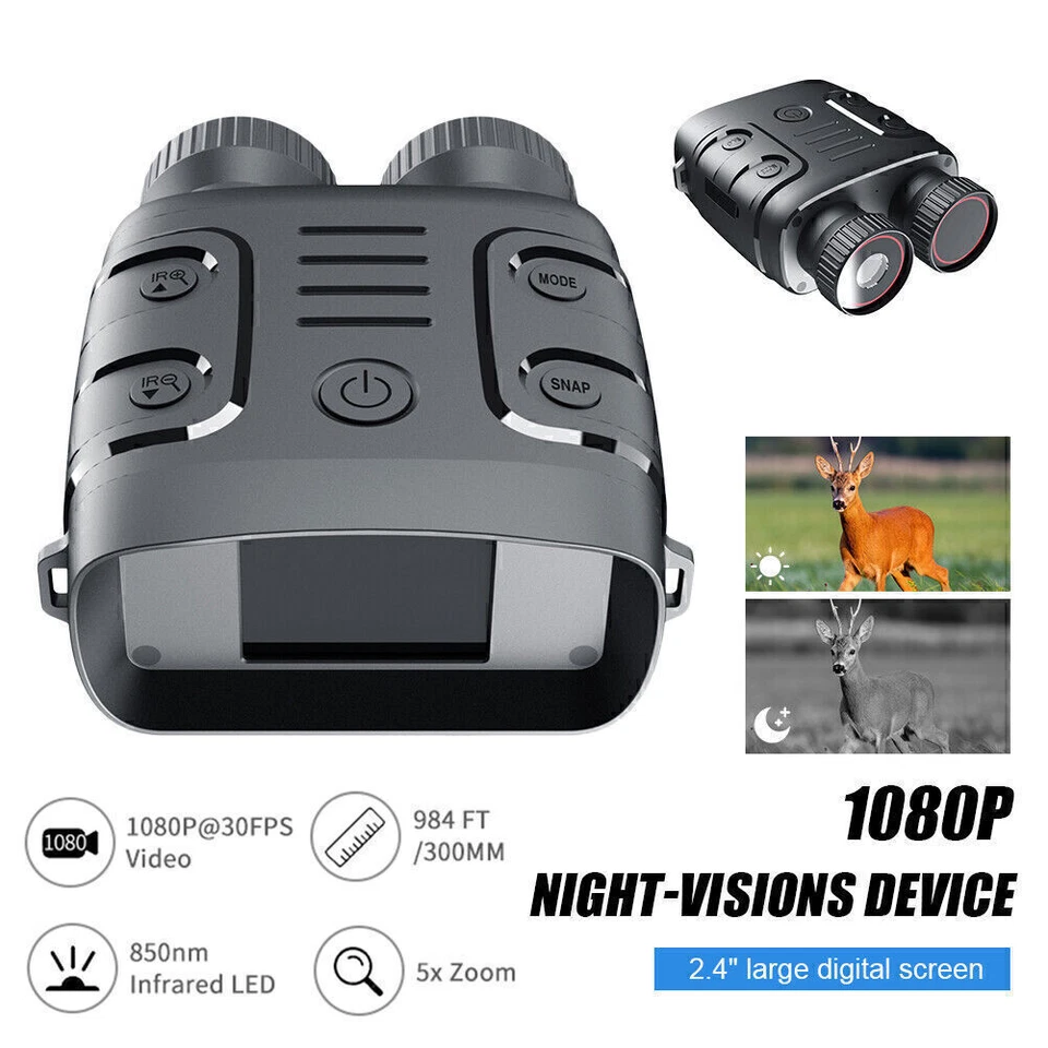 1080P Night Vision Goggles Infrared Digital 5X Zoom Binoculars w/ 2.4 LCD Screen - Image 3 of 4