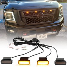 Smoked Raptor Style Led Marker Front Grille Grill Light Kit For Nissan Titan Xd