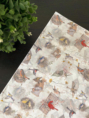 BIRDS IN NEST Design Tissue Paper Sheet Choose Size & Package Amount