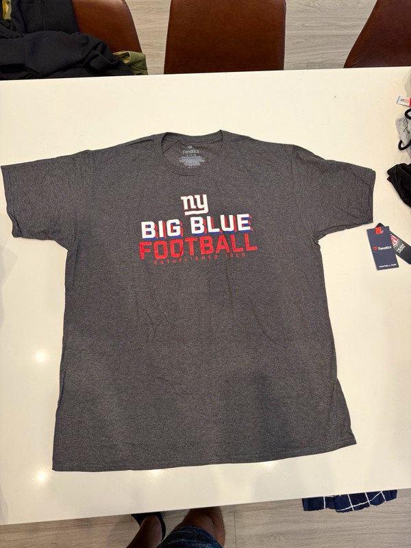 Fanatics NFL New York Giants Big Blue Football Gray T-Shirt, Men's XL