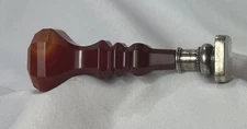 Antique Carnelian Wax Seal Polished Agate & 800 Silver Blank Plate Letter Press