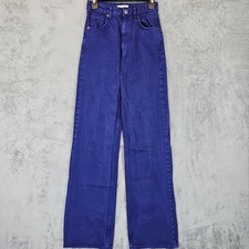 Zara High Rise Wide Leg Jeans Womens Size 2 Tall Dark Violet Blue Heavy Cotton