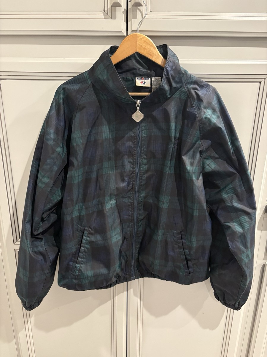 Vintage Jerzees Men's L Black & Green Plaid Nylon Lined