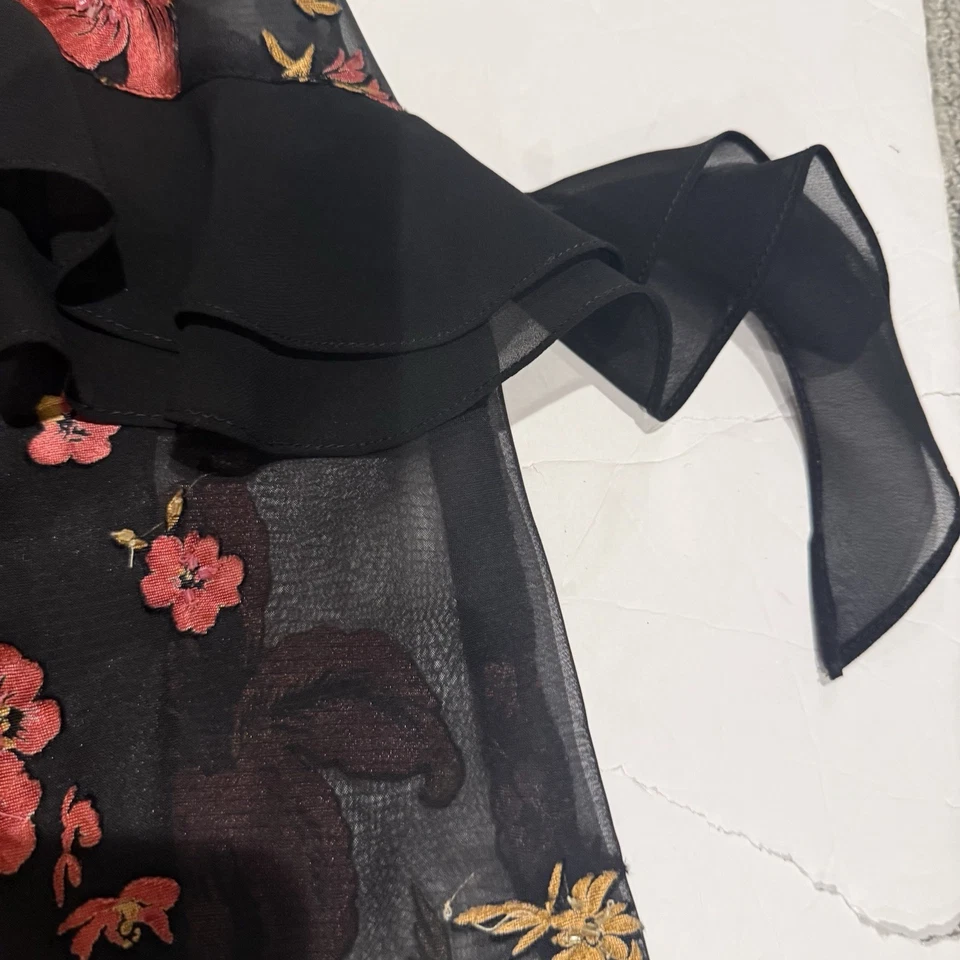 复古不对称懒人连衣裙黑色花卉串珠仙女哥特奇思格 90 年代 Y2K 6 — 第 4/4 张图片