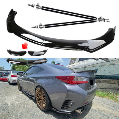 Front Bumper Lip Body Kit Spoiler Splitter Glossy Black For Lexus RC200t RC300