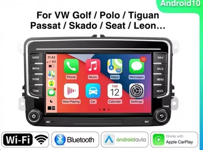 Autoradio Android 2DIN volskwagen (CarPlay, Bluetooth, Caméra de recul) - Photo 1/4