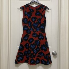 J.Crew Firework Floral Mini Dress Red Blue Fit & Flare 4th July Women's Sz 4