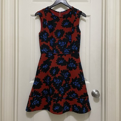 J.Crew Firework Floral Mini Dress Red Blue Fit & Flare 4th July Women's Sz 4