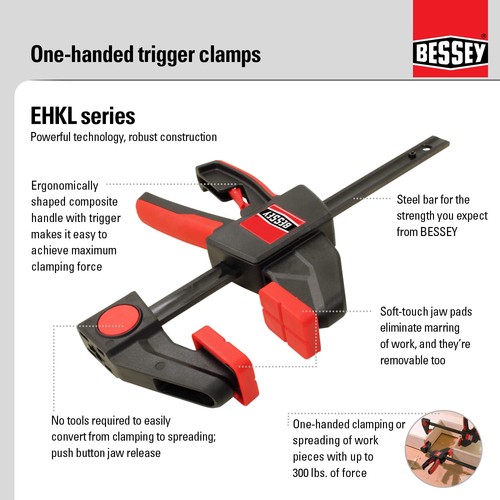 BESSEY EHK Trigger Clamp Set 12 Zoll 300 Pfund Spannkraft Holzbearbeitung - Bild 3 von 12