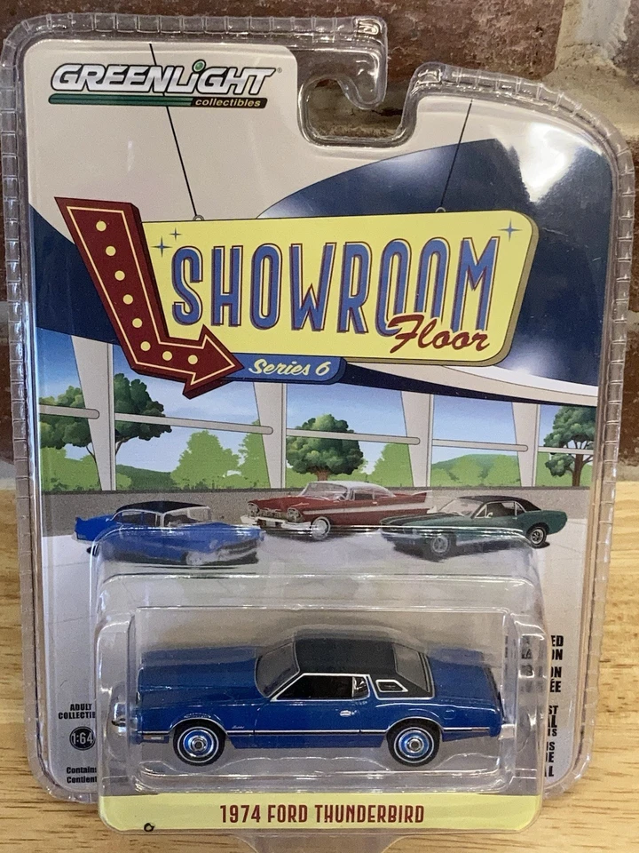 Ford Thunderbird 1974 Greenlight 1:64 azul nuevo en paquete sala de exposición piso serie 6 Foto 3 de 4