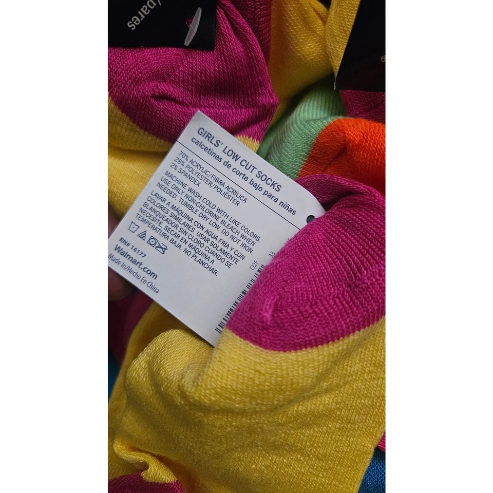 Faded Glory 4 juegos de calcetines multicolores niñas talla 4-5 Foto 3 de 4
