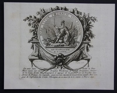 1760 - Mars Gott Medaille Münze Ornament Kupferstich engraving