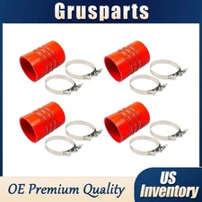 4PCS 7715-0002 Silicone Red Hump Hose Charge Air Cooler W/Clamps 4" X 6" 4 inch