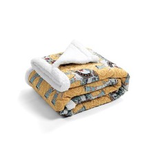 Hati Elephants Sherpa Throw Blanket, 60" x 50", Yellow