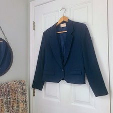 Vtg Pendleton Wool One Button Blazer Sz M Navy Blue Classic Preppy Academia