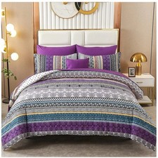 Boho King Size Comforter Set - 8 Piece Bedding in Purple
