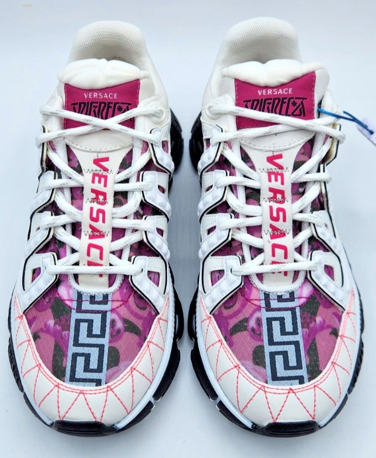 Versace Trigreca Women's White Pale Pink Leather Sneakers EU37.5 US7.5 thumbnail 4