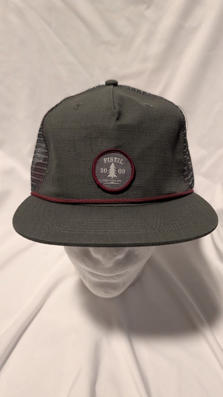 Pistil Designs Cole Trucker Hat Cap Flat Bill Snapback Gray Red Tree Patch NWT