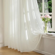 Sheer Non-See-Through Netural Beige Curtains for Bedroom, Faux Silk that Let