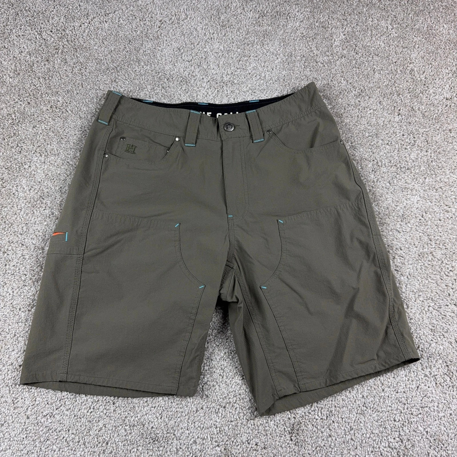 Howler Brothers Shorts Mens 32 Green Ripstop Hiking Hybrid Watermans Double Knee