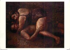 Postcard - Art - Painting - Roseanne Barr and Tom Arnold - Malibu Californi