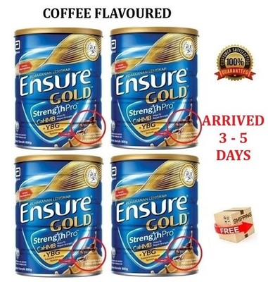 4 Cans Abbott EnsureGold Complete Nutrition Milk Powder COFFEE Flavored 800g