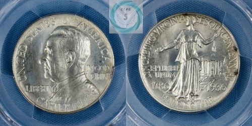 1936 Lynchburg Commemorative 50c PCGS MS65 - Vintage Champagne and Icey Blues - Picture 10 of 12