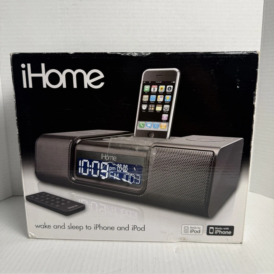 iPod Iphone Ihome IP9 Dock Wake Sleep AM FM Radio Presets Negro Casi Como Nuevo-Probado Foto 2 de 4