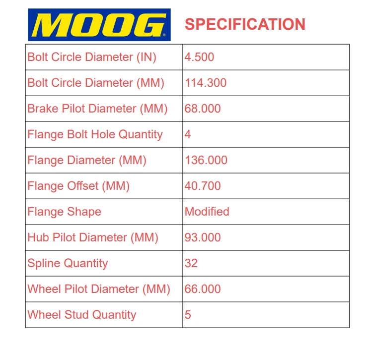 Conjunto de buje de cojinete de rueda delantera MOOG 513296 para Nissan Pathfinder 2013-2019 Foto 3 de 4