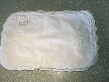Vintage White Embroidered Linen Placemats Set...