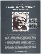 #1280 Frank Lloyd Wright USPS Bulletin FDC Maxi Card - Note Shipping
