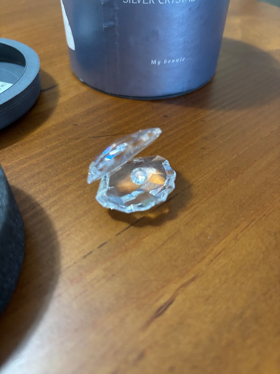Swarovski Silver Crystal Oyster Clam Open Shell w Pearl 7624 055